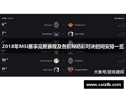 2018年MSI赛事完整赛程及各阶段精彩对决时间安排一览 2018年MSI赛事完整赛程及各阶段精彩对决时间安排一览